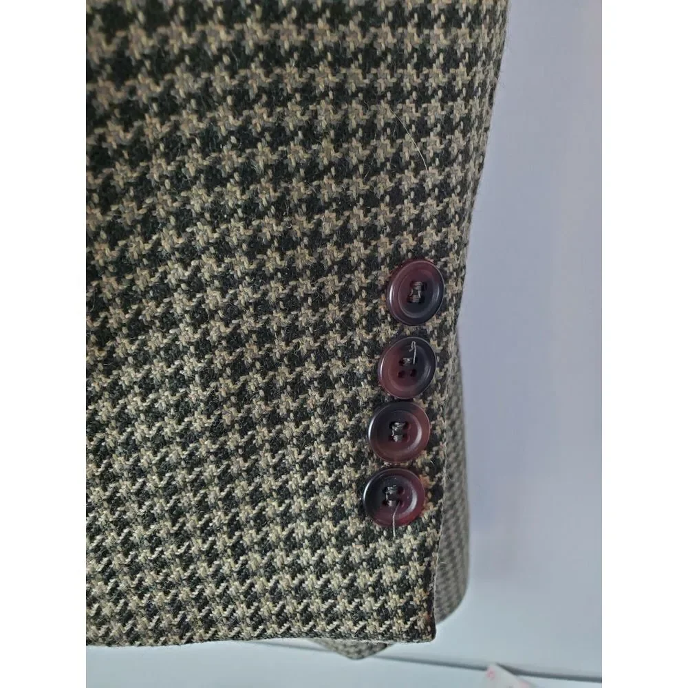 Chaps Ralph Lauren Houndstooth Sport Coat Blazer Jacket Mens‎ 43T Wool